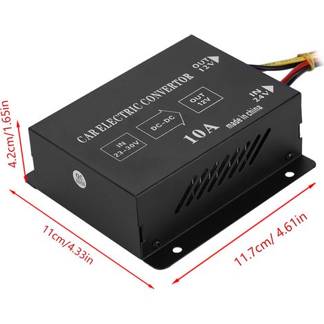 Convertisseur de tension 24V vers 12V 10A 120W pour camion et voiture, abaisseur de courant continu DC, régulateur électrique étanche (1/5)