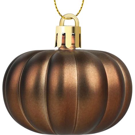Boule Décorative Citrouille - Ornement Festif Imprimé Mat - Pour Halloween Noël et Fêtes Thématiques - Lot de 12 Pièces (1/5)