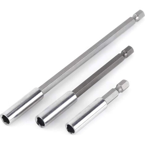 3pcs 1/4" Tige Porte Embouts Magnétique Extension de Vissage Rallonge Perceuse Électrique Tournevis Extension pour Foret Electrique (1/4)