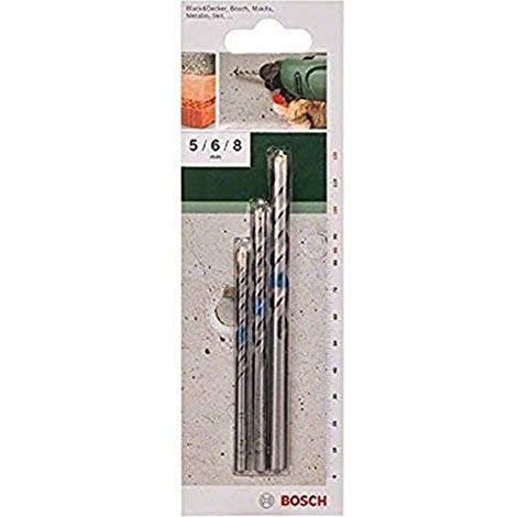 Bosch Accessories 2609255416 Acciaio Kit punte per calcestruzzo 3 parti 5 mm, 6 mm, 8 mm Alberino cilindrico 1 KIT (1/4)