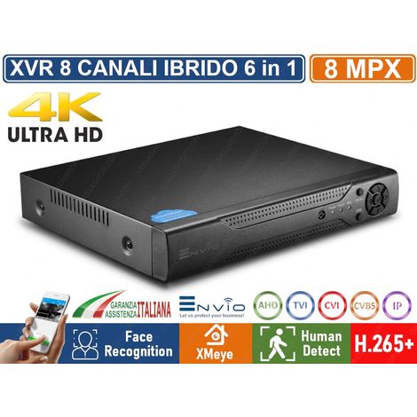 XVR DVR 6in1 AHD CVI TVI CVBS XVI IP 8CH CANALI 8 MP CLOUD P2P UTC FACE RECOGNITION HUMAN DETECT - Capacità Hard Disk: Nessun Hard Disk (1/4)