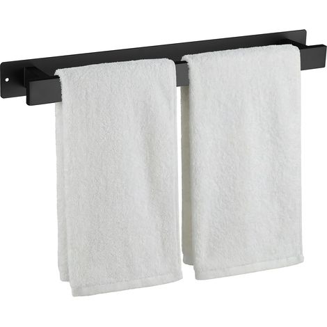 Porte-Serviettes Mural de 40 cm en Acier Inoxydable antirouille, pour Grandes Serviettes. Fixation Auto-adhésive ou par vis. Salle de Bain et Cuisine (Noir) (1/5)