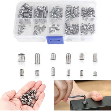 Lot de 200 vis Allen en acier inoxydable – Tête hexagonale M3 M4 M5 M6 M8 – Résistantes à la rouille – Avec boîte de rangement - 200Pcs (1/5)