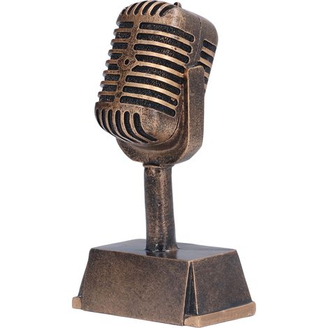 1 Trophée Microphone Résine Synthétique Design Rétro Ornement de Bureau pour Concours de Chant (1/5)