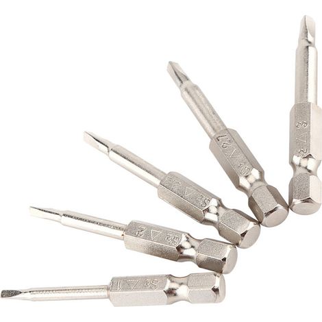 Lot de 5 embouts de tournevis triangulaires à tige hexagonale 1/4" de 50 mm, diamètres Δ1,8/Δ2,0/Δ2,3/Δ2,7/Δ3,0, aimantation puissante (1/5)