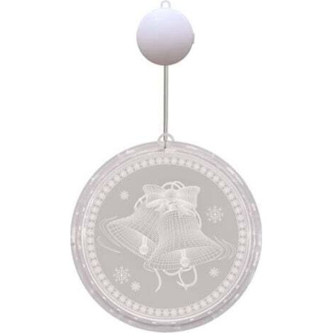 [JAMAIS UTILISÉ] Guirlandes lumineuses décoratives de Noël pour fenêtre intérieure et extérieure, guirlande lumineuse de fond mural pour fête de vacances, blanc chaud (cloche, piles non incluses) (1/4)