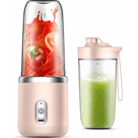 Blender Portable Rechargeable Rose avec 6 Lames et 2 Gobelets pour Smoothies et Jus (1/5)