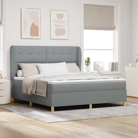 Boxspringbett mit Matratze Hellgrau 200 x 180 cm Stoff (1/5)