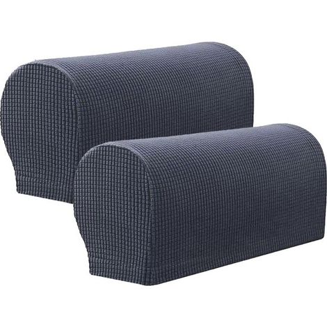 Allecto Plus，Juego de 2 fundas para sillones，Reposabrazos elásticos，Cojines antideslizantes para reposabrazos，Gris (1/5)