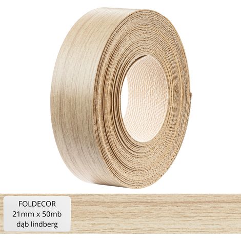 Cinta de cantos de melamina color roble Lindberg para muebles, con adhesivo termofusible, 21 mm (50 m) (1/5)