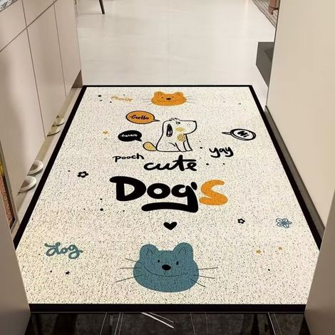 Joyeux retour à la maison - Édition verticale 5080cm Boucle en soie Tapis d'entrée à motifs de dessins animés, résistant aux taches et facile à nettoyer, tapis en tissu à boucles, tapis antidérapant (1/5)