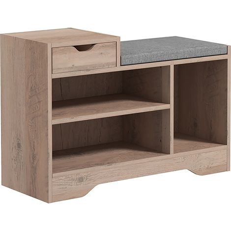 Meuble banc à chaussures avec coussin SANAS effet bois et gris (1/5)