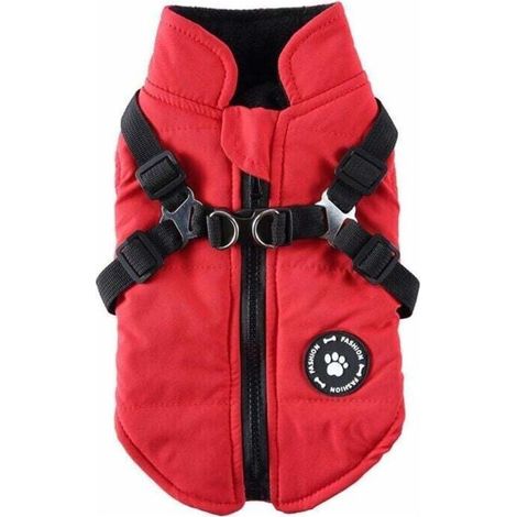 (S) Manteau pour chien avec harnais pour chiens de petite et moyenne taille, manteau imperméable, manteau doublé chaud, manteau pour chiot (1/4)