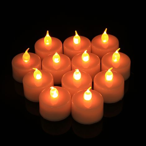 Bougie chauffe-plat électronique sans flamme à LED clignotante, couleur ambre. Décoration de fête. (1/5)