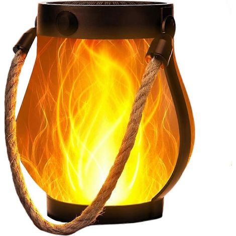 Flackernde Flammenlaterne für den Außenbereich, für den Garten, mit dualem USB- und Solarladeanschluss, wasserdicht und zum Aufhängen. (1/5)