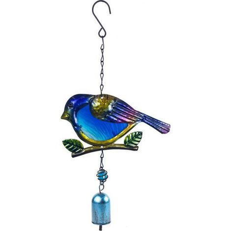 1 carillon éolien en métal peint antirouille en forme de colibri, décoration de chambre - Bleu (1/3)