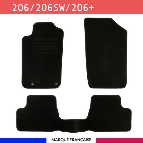 Tapis de voiture - Sur Mesure pour 206 / 206 SW / 206+ (1998 - 2013) - 3 pièces - Tapis de sol antidérapant pour automobile (1/4)
