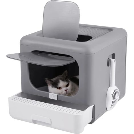 Bingo Paw – Bac à litière fermée portable avec tiroir et pelle – Système anti-odeur – Nettoyage facile – Dimensions 43x40,5x37,5cm