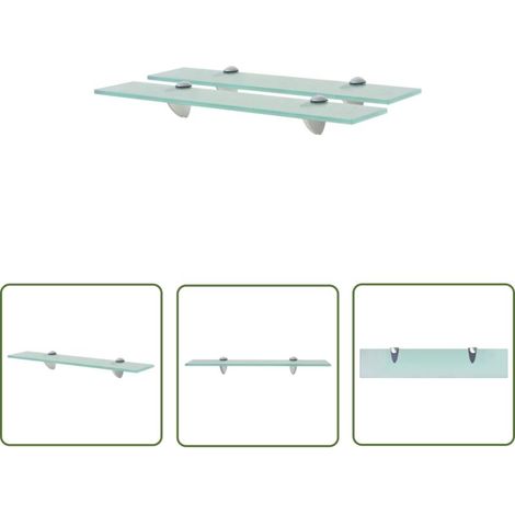 Lot de 2 étagères murales en verre Living Store 50 x 10 cm, 8 mm - Étagères murales - Étagères design - Étagères en verre - Étagères transparentes - Décoration murale (1/4)