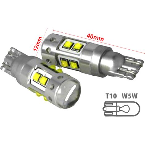 Lampada Led T15 W16W T10 W5W 12V 50W 10 Smd Cree Con Lente No Polarita Bianco Super Luminoso (1/3)