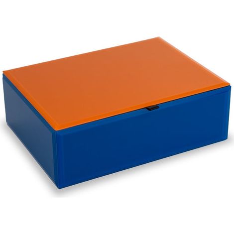 WD LifeStyle Cofanetto in Vetro 20 x 15 x 6,8 Cm Blu Arancione