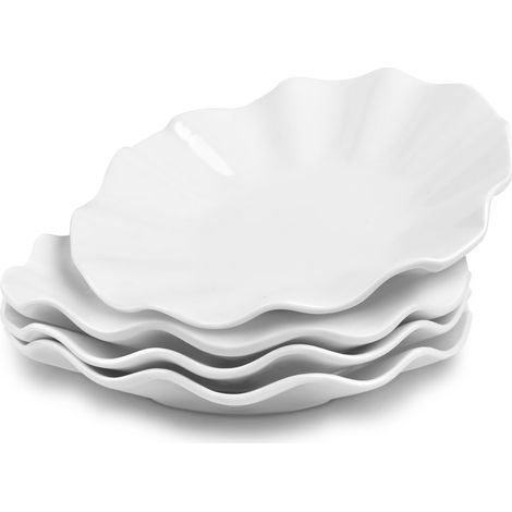 Bols à pâtes, bol de service à salade en céramique, bol à soupe en porcelaine fine, ensemble d'assiettes et bols blancs, passe au micro-ondes et au lave-vaisselle (20,3 cm, rayures épaisses) (1/5)