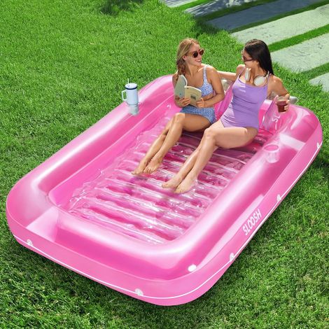 Matelas Gonflable 178 x 116 cm pour Piscine, Bain de Soleil pour Adultes, Flotteur de Piscine, Matelas Gonflable pour Adultes, divertissements d'été, fête Aquatique (Fleur Violette) (1/5)