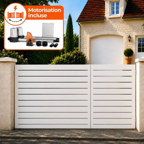 Portail battant électrique PVC blanc avec moteur Sentinel H 140 x L 250 LYON (1/5)