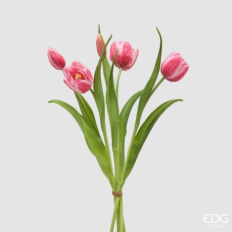 EDG Enzo De Gasperi Bouquete Tulipano Chiuso X4 H 40 Cm con Bocciolo Mauve