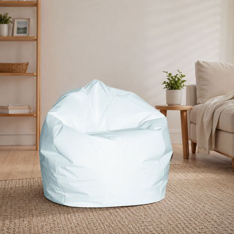 Dmora Pouf a sacco elegante, colore bianco, Misure 65 x 50 x 65 cm, con imballo rinforzato (1/4)