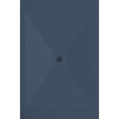 Mineralguss-Duschwanne extra flach DEXA Schieferoptik ANTHRAZIT 70x160 cm Auslaufschutz in Farbe Auslaufschutz in Farbe
