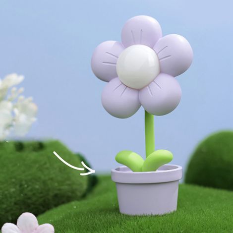 Blumenförmiges Nachtlicht für Kinder, weich, 360° biegsam, batteriebetrieben, fürs Wohnzimmer, Lila (1/5)