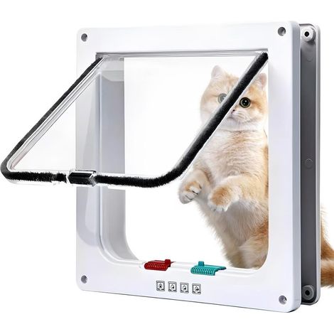 Chatière pour Chat avec Magnétique à 4 Voies-Porte pour Animaux de Compagnie avec Tunnel (1/4)