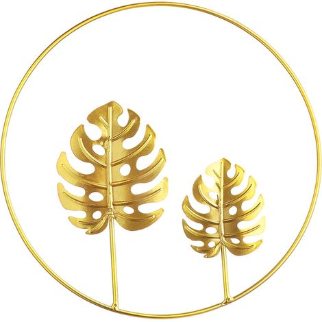 Sculpture murale en métal et fer, motif gui et feuilles, idéale pour la décoration de la maison, du bureau, du salon ou de l'hôtel. (1/2)