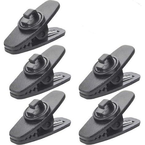 Lot de 5 pinces de serrage rotatives portables pour casque audio. connecteurs de câble de casque à clip neutre (noir) (1/3)