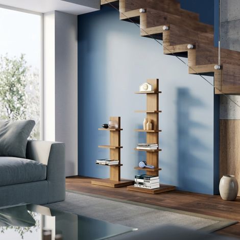 Sapientino: Comodino design multifunzione, libreria e portaoggetti per soggiorno, camera da letto o bagno - Quercia (1/5)