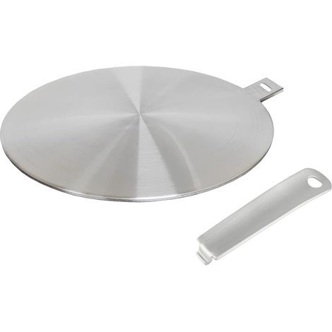 Adaptateur à induction, disque convertisseur pour plaque de cuisson à induction, plaque de diffusion de chaleur avec poignée et base séparables 24 cm (1/4)