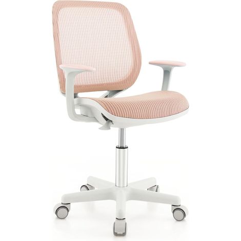 COSTWAY Kinder Schreibtischstuhl 360° drehbar, Sitzhöhe 43-55cm höhenverstellbar, Jugendstuhl ergonomisch mit Rollen, Drehstuhl Bürostuhl mit Rückenlehnen & Armlehnen für Kinder ab 6 Jahren Rosa