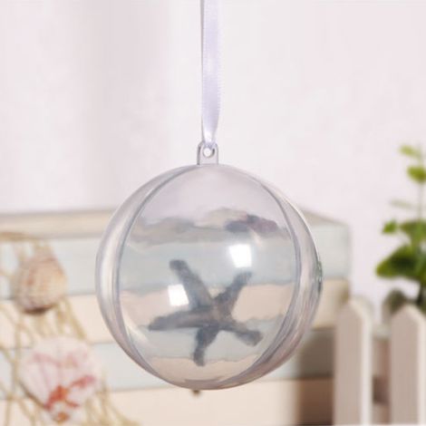 Lot de 5 boules de Noël transparentes à remplir, à personnaliser soi-même, pour la décoration de mariage et de maison. (1/5)