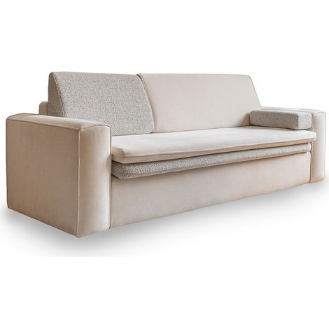 Wilson - canapé droit 3 places convertible avec coffre en tissu et tissu texturé (1/5)