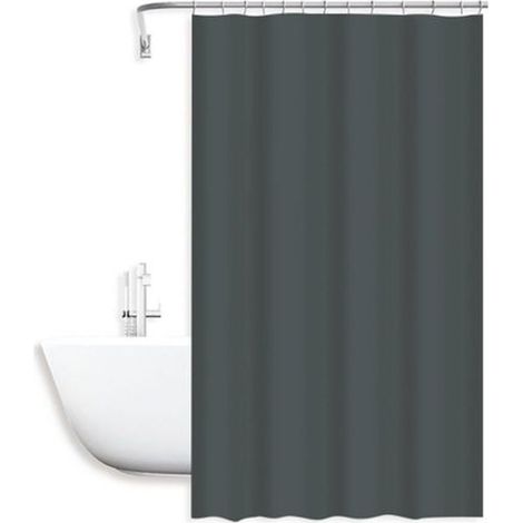 Trade Shop - Cortina De Ducha Antimoho Impermeable 240x200cm Con Anillas Baño Gris Oscuro 79719 - (1/2)