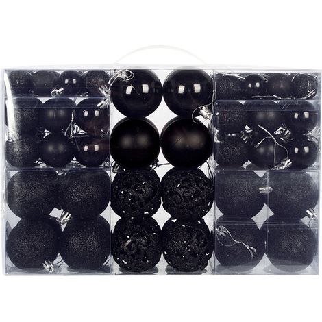 Boules de noël noires, 100 pièces, décorations d'arbre, boules suspendues pour fête de vacances, décoration de mariage (1/5)
