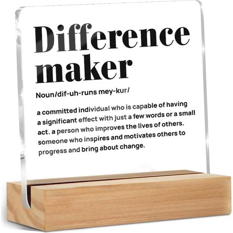 Cadeaux d'appréciation pour leader, patron, mentor, collègue, enseignant et personne qui fait la différence, panneau de décoration de bureau transparent en acrylique avec support en bois (bureau, tabl (1/5)