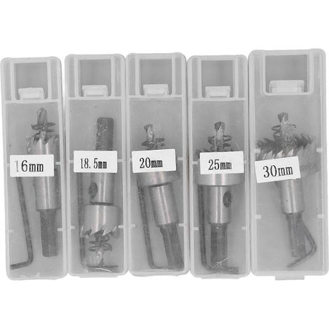 5-teiliges HSS-Lochsägen-Set (16–30 mm) mit Aufweitbohrer für Gipskarton und Eisenblech