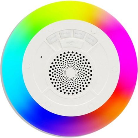 Wasserdichter tragbarer Bluetooth-Lautsprecher (IPX7) mit RGB-Beleuchtung, eingebautem Mikrofon, Freisprechfunktion, schwimmfähig, für Pool und Whirlpool, Dusche, Zuhause und im Freien. (1/5)