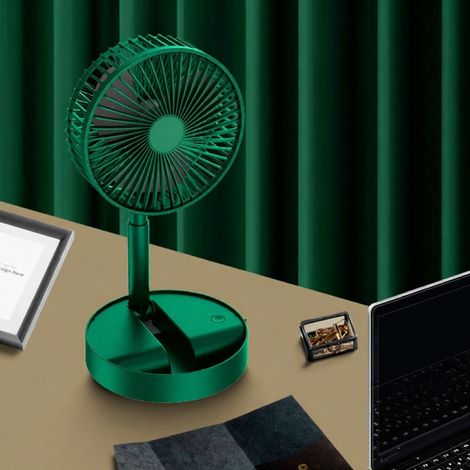 Ventilateur pliable portable rechargeable USB, mini ventilateur télescopique télescopique pour l'été, idéal pour le bureau, la chambre, l'école ou les dortoirs. (1/3)