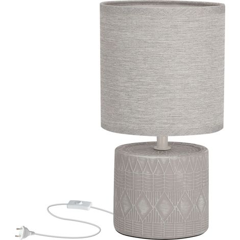 Lampe de table grise céramique abat-jour E14 Candellux (1/3)