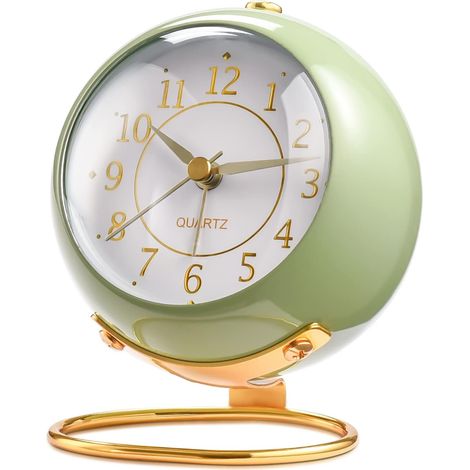 QAZQA Réveils analogiques, rétro-éclairage mignon conception simple petite horloge de bureau avec veilleuse, silencieux sans tic-tac, alimenté par batterie, pour les enfants, chambre à coucher, voyage