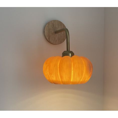 Kürbis-Wandlampe, Kinderzimmerlampe im Wabi-Sabi-Stil, antike und Retro-Schlafzimmerlampe, japanische Halloween-Lampe, Nachttischlampe - dreifarbiges Licht