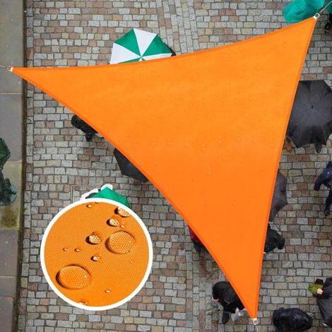 Waterproof triangular shade sail measuring 3m x 3m x 3m, 95% UV protection, suitable for patios, gardens or carports. (1/5)